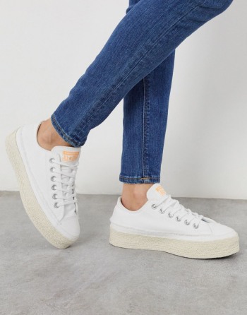 Converse Chuck Taylor Espadrille Lift Platform Ox Bijele - Ženske Tenisice | 97341AMRU